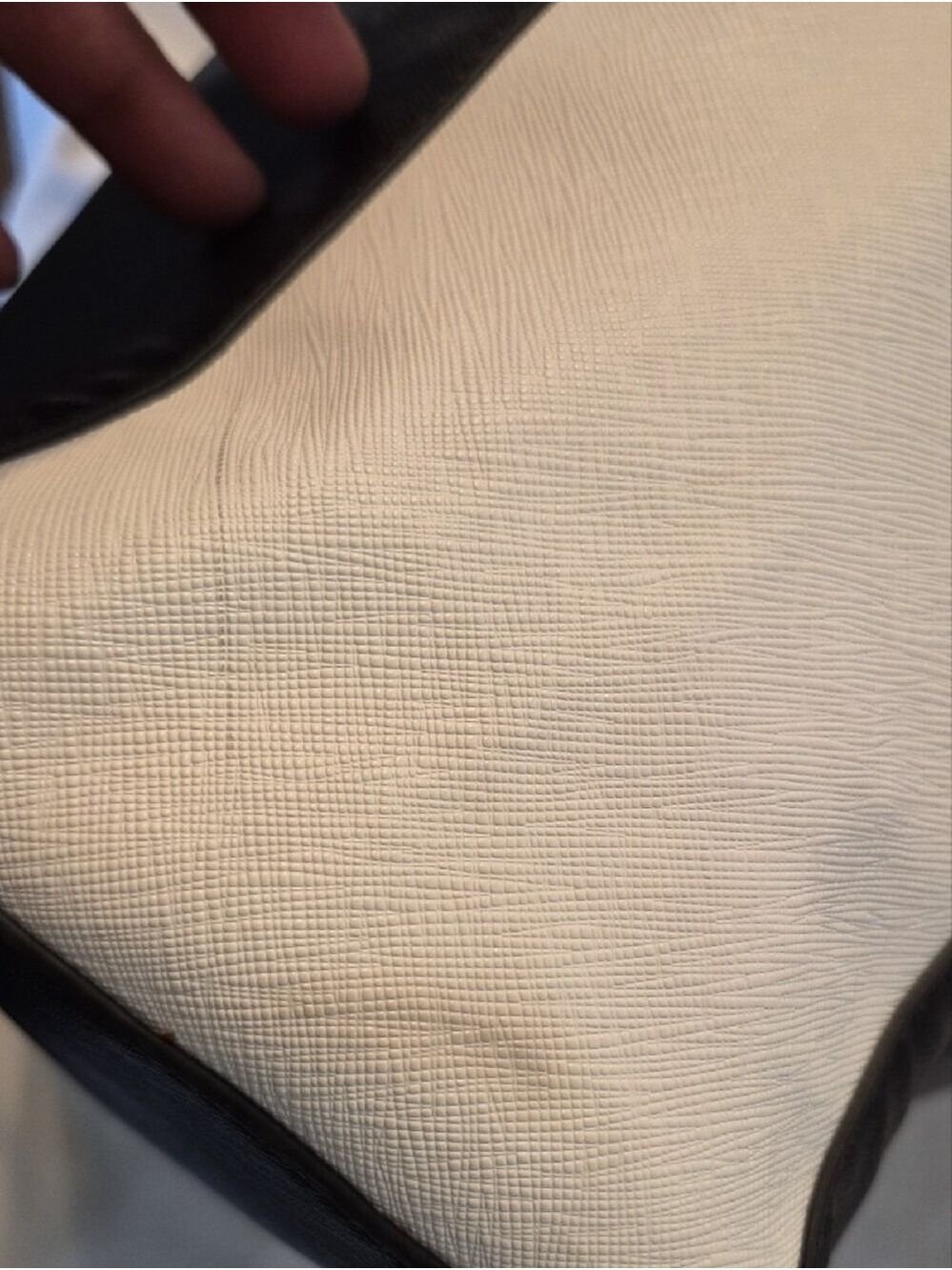 Classic Black and White Tote with Taupe Handles - Picture 16 of 16